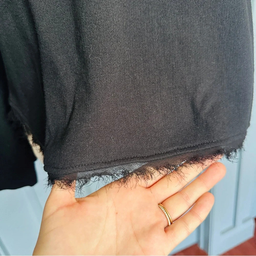 NEW Ella Moss Floral Stitch Lace Black Crew Neck Sweatshirt - Picture 2 of 9